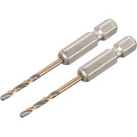 Dewalt Black&Gold Hex HSS-G drill bits, 2.5mm, silver hex shank with gold spiral flutes, set of two.