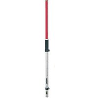 Red and silver DEWALT DE0737 2.4m construction grade rod with measurement markings and black connectors.