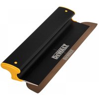 Black and yellow DeWalt drywall skimmer with a 16-inch stainless steel blade and ergonomic handle.