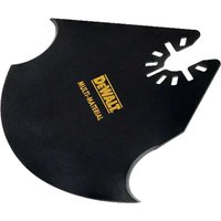 Black DeWalt oscillating multi-tool roofing blade with curved edges and yellow logo