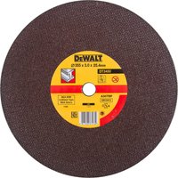 DeWalt DT3450 metal cutting disc, 355mm, brown with yellow center label and black text.