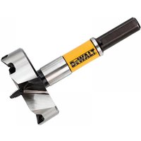 Dewalt DT4583-QZ 54mm self-feed drill bit, silver with yellow branding and sharp cutting edges.