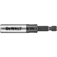 Dewalt Extreme Impact Screwdriver Bit Holder, silver metal body with black hex shank and Dewalt logo.