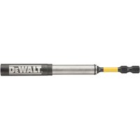 Dewalt Extreme Magnetic Drive Guide Screwdriver Bit Holder, silver and black with yellow accents, compact design.