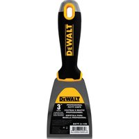 Black and yellow DeWalt hammer end drywall jointing knife with ergonomic handle and stainless steel blade.