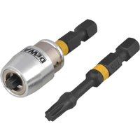 DeWalt Impact Torsion Bit with black shaft and yellow ring, paired with silver Magnetic Screwlock Sleeve.