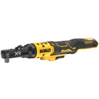 Yellow and black DeWalt cordless ratchet with brushless motor, 1/4In & 3/8In sealed head, 18V bare unit.