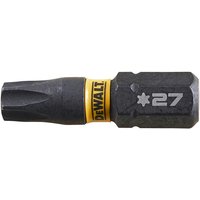 DeWalt Extreme Flextorq T27 bits, black with yellow band, star-shaped tip, 25mm length, pack of 5.