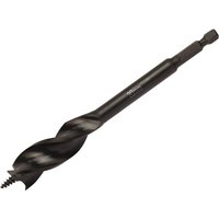 Black DeWalt Extreme Tri-Flute Spade Bit, 20 x 152mm, with spiral design and hex shank.