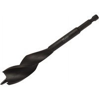 Black DeWalt Extreme Tri-Flute Spade Bit, 25 x 152mm, with spiral design and hex shank.