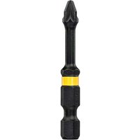 Black DeWalt Pozi Extreme Impact Torsion Screwdriver Bit with yellow band and hexagonal shank.