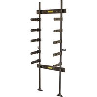 Black metal DeWalt Tough System Storage Racking System with adjustable brackets and yellow logo.