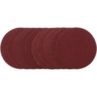 Pack of 10 Draper sanding discs, 125mm, maroon color, hook and loop backing, 80 grit for smooth sanding.