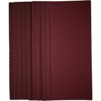 Pack of 10 Draper sanding sheets, 115 x 280mm, assorted grit, dark red color, stacked neatly.