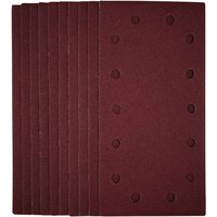 Pack of 10 maroon Draper sanding sheets, 115x230mm, 80 grit, with hook and loop backing, arranged in a stack.