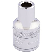 Silver Draper 1/2'' square drive Hi-Torq socket, 32mm, with 12-point design and knurled grip.
