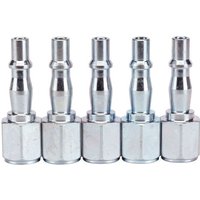 Five silver Draper 1/4" Bsp female coupling screw adaptors with hexagonal bases and cylindrical tops.