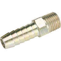 Brass Draper 1/4" BSP taper male screw tailpiece with 3/8" bore, featuring a ribbed hose connector and threaded end.