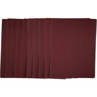 Pack of 10 Draper 1/4 sanding sheets, 115x150mm, 120 grit, dark red-brown color, rectangular shape.