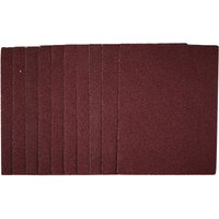 Pack of 10 Draper sanding sheets, 115x150mm, 40 grit, dark brown, rectangular shape.