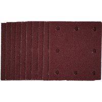 Brown 1/4 sanding sheets, 115x105mm, 40 grit, with hook and loop backing, pack of 10, six holes per sheet.