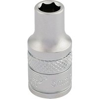 Silver Draper 1/4" square drive socket, 13mm, with textured grip and engraved logo.