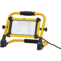 Yellow Draper folding site light with black accents, 10W SMD LED, 110V, 1100 lumens, sturdy frame and handle.