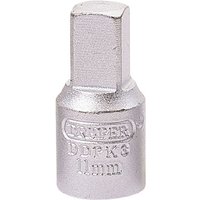 Silver Draper 11MM square drain plug key with 3/8 square drive, engraved branding and textured surface.