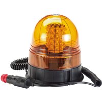 Orange LED magnetic base beacon with black base, spiral cord, and 12/24V power plug, 400 lumens by Draper.