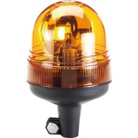 Orange Draper 12/24V rotating beacon with spigot base and clear dome, featuring a black mounting bracket.