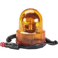 Orange Draper 12V rotating beacon with magnetic base, ribbed dome, and coiled power cord with red plug.