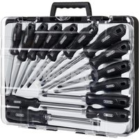 "Draper 14 Piece Hard Grip Torx Screwdriver Set in black carry case with clear lid and ergonomic handles"