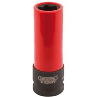 Red and black Draper 17mm wheel nut socket for Mercedes Benz, featuring a durable cylindrical design.