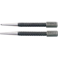 Black and silver Draper 2 Piece Cupped Nailset and Centre Punch Set with textured grips and pointed tips.