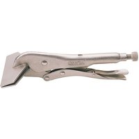 Silver Draper 240MM self-grip sheet metal clamp with flat jaws and adjustable screw handle.