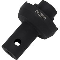 Black Draper 3/4" drive locknut socket with cylindrical shape and side hole for Mercedes Benz Actros rear axle.