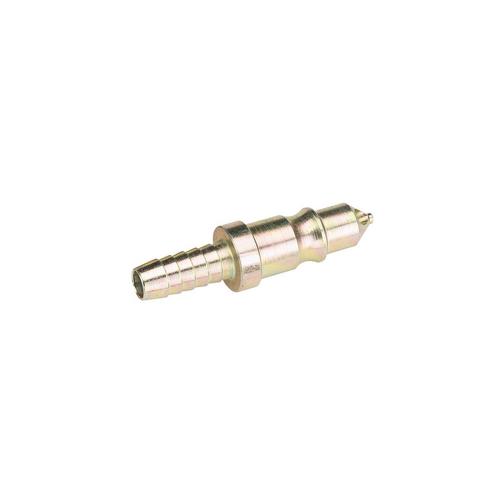 3/8" bore PCL air line coupling adaptor/tailpiece in metallic gold finish, featuring a ribbed end for secure attachment and a smooth, tapered body for easy connection.