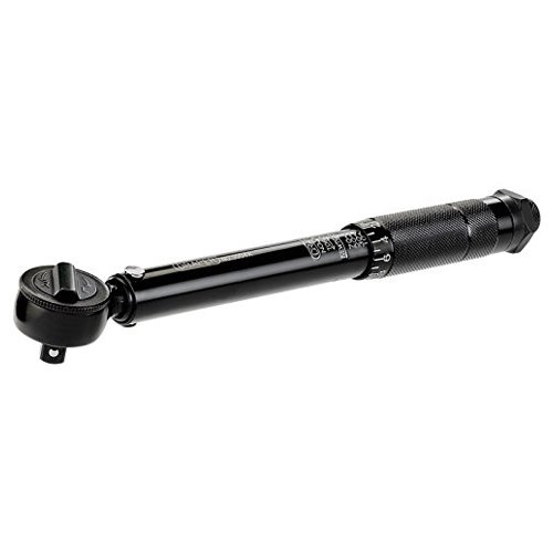 Black ratchet torque wrench with a 3/8" square drive, adjustable torque settings from 10 to 80Nm, featuring a knurled grip for better handling and a clear torque scale.