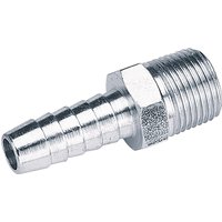 Silver Draper 3/8" taper PCL male screw tailpiece with threaded end and ribbed connector, set of three.