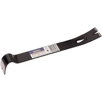 Black Draper 355MM pry bar/nail puller with a curved end and a flat, slotted tip for nail removal.