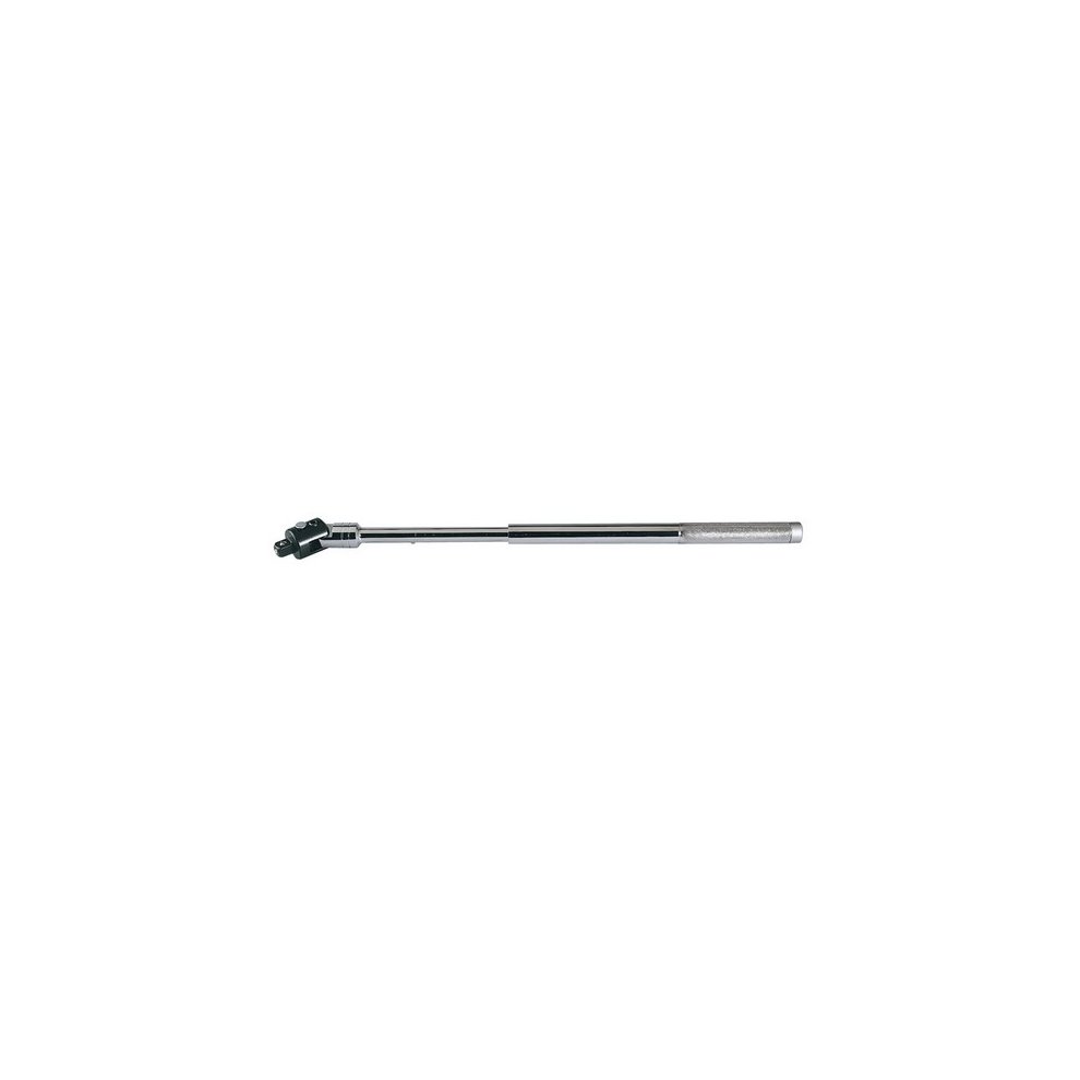 Draper Expert extending flex tool with a 1/2" square drive, featuring a shiny chrome finish, adjustable length from 400mm to 600mm, and a flexible joint for better access.