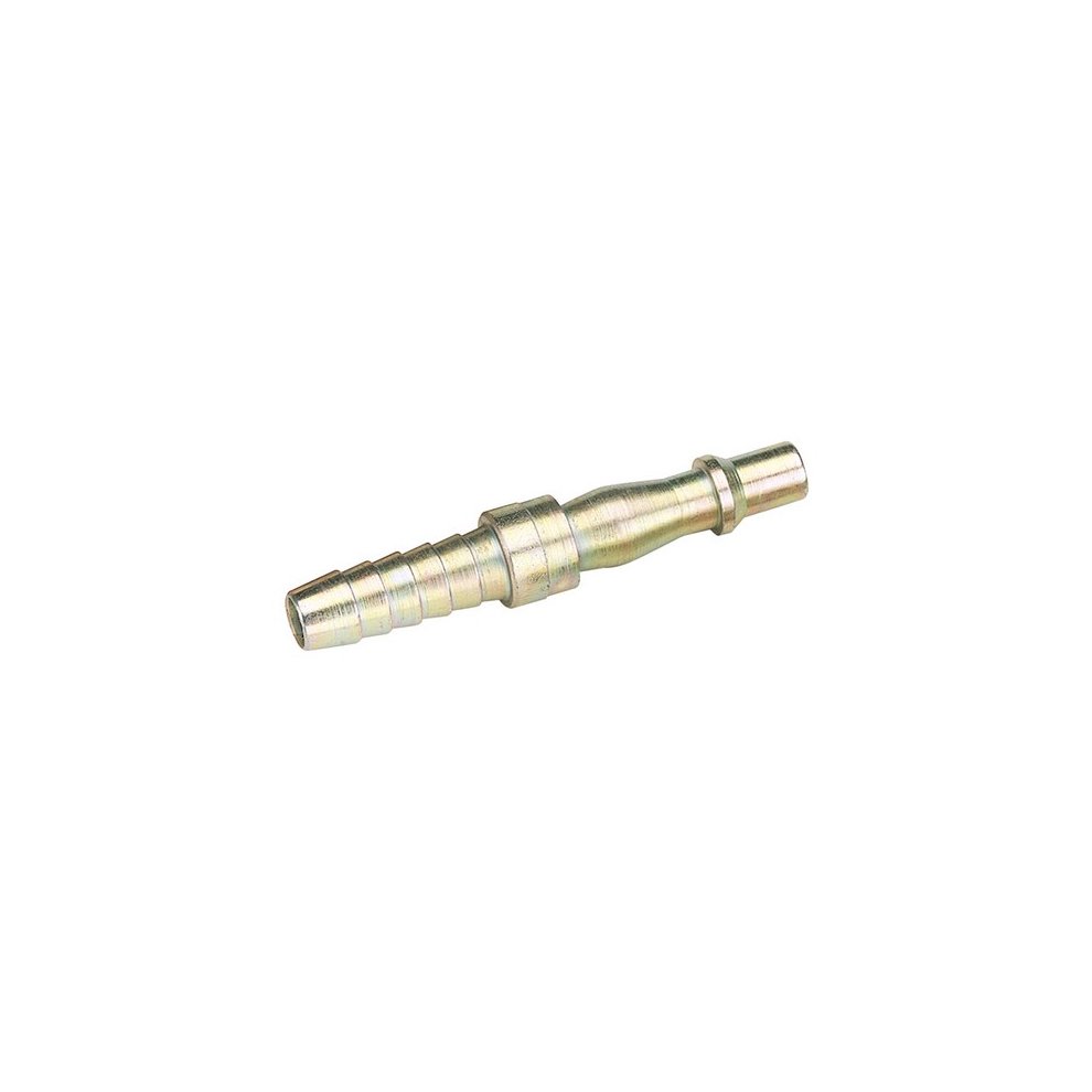 Brass air line coupling adaptor with a 5/16" bore, featuring a smooth, cylindrical body and ribbed sections for secure attachment.