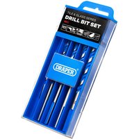 Blue Draper 6 Piece Multi Purpose TCT Tile and Glass Drill Bit Set in a transparent case with labeled packaging.