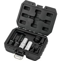 Black Draper 8 Piece Diesel Injector Repair Tool Kit in a molded case with silver and black tools neatly arranged.