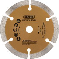 Brown Draper 89mm diamond blade with silver segments and labeled icons for mini plunge saw use.