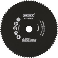 Black Draper 89mm metal cut blade with sharp teeth and printed icons for mini plunge saw.
