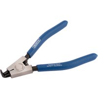 Draper 90° External Circlip Pliers, 125mm with blue rubber grips and angled metal tips.