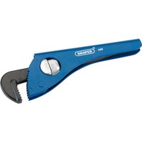 Blue Draper adjustable pipe wrench, 175mm, with serrated jaws and silver adjustment wheel.