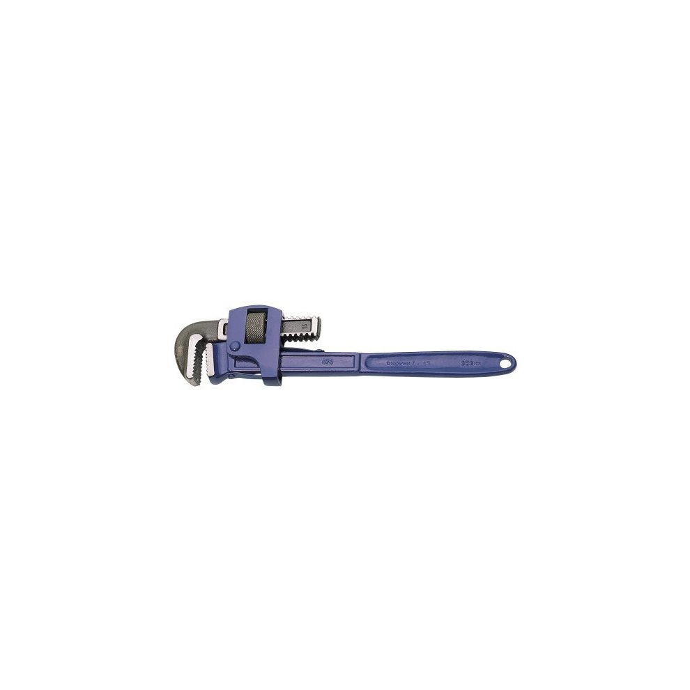 Purple adjustable pipe wrench with a 350mm length, featuring a serrated jaw for grip and a smooth handle for easy adjustment.