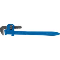 Blue Draper adjustable pipe wrench, 600mm, with a long handle and silver serrated jaws.